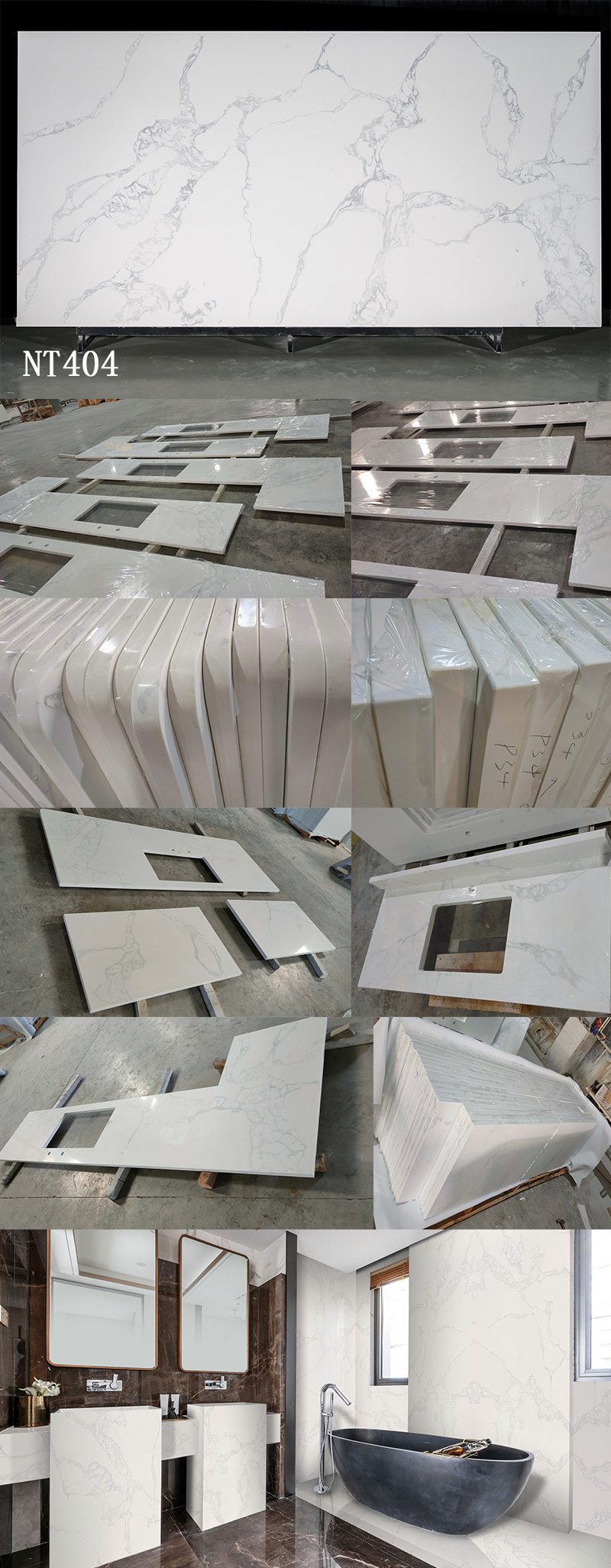 Artificial Stone Calacatta White Quartz for Countertops Project